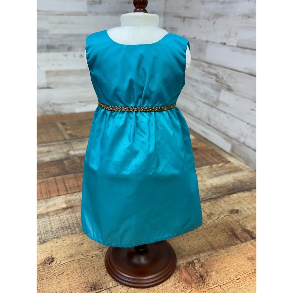 American Girl Rebecca Rubin Costume Chest Teal Blue Dress Gold Trim 18 Inch Doll